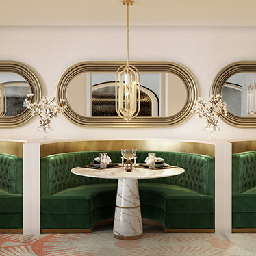 AGRA DINING TABLE, BOURBON ROUND SOFA